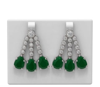 24.42 ctw Emerald & Diamond Earrings 18K White Gold