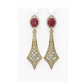 10.32 ctw Ruby & Diamond Earrings 18K Yellow Gold