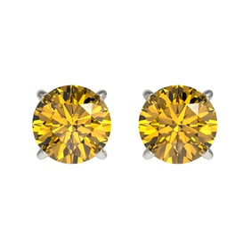 1.04 ctw Certified Intense Yellow Diamond Stud Earrings 10k White Gold