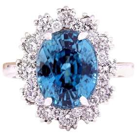 Natural Zircon Diamond Ring In 18K