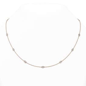 2.75 ctw Marquise Diamond Station Necklace 18K Rose Gold