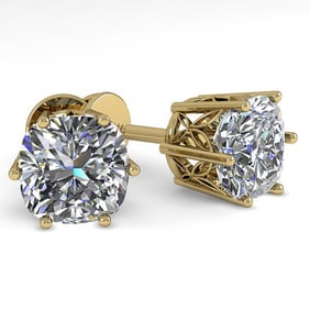 1.0 ctw VS/SI Cushion Cut Diamond Stud Earrings 18k Yellow Gold
