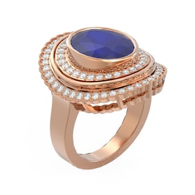 8.16 ctw Sapphire & Diamond Ring 18K Rose Gold