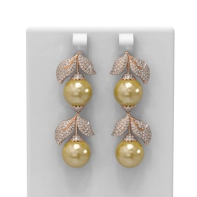 3.31 ctw Diamond & Pearl Earrings 18K Rose Gold