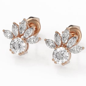 1.75 ctw Diamond Designer Earrings 18K Rose Gold