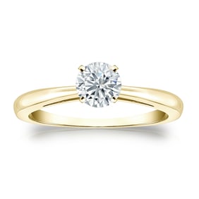Natural 0.50 CTW Diamond Solitaire Ring 14K Yellow Gold