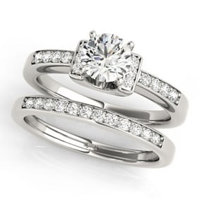 0.76 ctw Certified VS/SI Diamond Solitaire 2pc Set 14k White Gold
