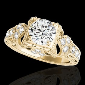 1.25 ctw Certified Diamond Solitaire Antique Ring 10k Yellow Gold