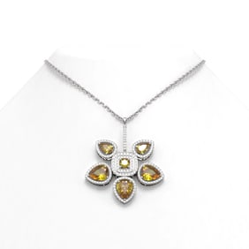 11.52 ctw Canary Citrine Diamond Necklace 18K White Gold