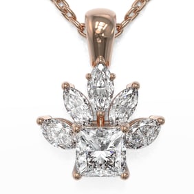 1.5 ctw Princess Cut Diamond Designer Necklace 18K Rose Gold