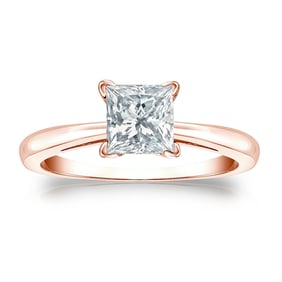 Natural 1.00 CTW Diamond Solitaire Ring 18K Rose Gold