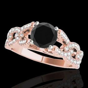 1.5 ctw Certified VS Black Diamond Solitaire Ring 10k Rose Gold
