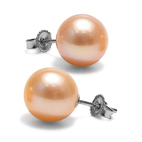 Pink Freshwater Pearl Earrings, 9.5-10.0mm