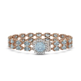 14.93 ctw Aquamarine & Diamond Bracelet 14K Rose Gold