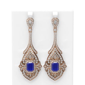 21.43 ctw Sapphire & Diamond Earrings 18K Rose Gold