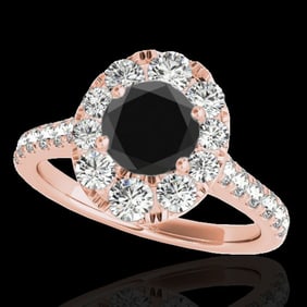 2 ctw Certified VS Black Diamond Solitaire Halo Ring 10k Rose Gold