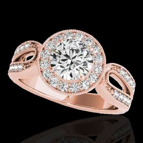 1.4 ctw Certified Diamond Solitaire Halo Ring 10k Rose Gold