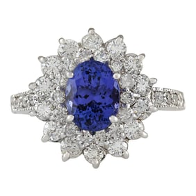 Tanzanite Diamond Ring 14K White Gold