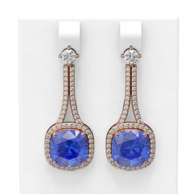 12.78 ctw Tanzanite & Diamond Earrings 18K Rose Gold