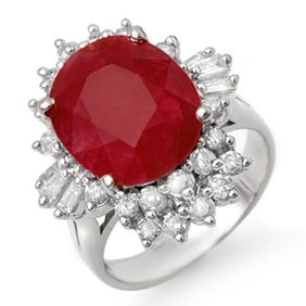 6.30 ctw Ruby & Diamond Ring 14k White Gold