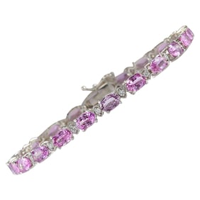 Sapphire Diamond Bracelet 14K White Gold