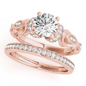 1.40 ctw Certified VS/SI Diamond 2pc Wedding Set Antique 14k Rose Gold