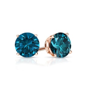 Natural 0.75 CTW Blue Diamond Stud Earrings 14K Rose Gold