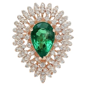 Emerald Diamond Ring 14K Rose Gold