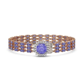 27.75 ctw Tanzanite & Diamond Bracelet 14K Rose Gold