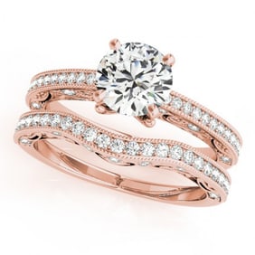 1.52 ctw Certified VS/SI Diamond 2pc Wedding Set Antique 14k Rose Gold