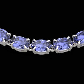 40 ctw Tanzanite Eternity Tennis Necklace 14k White Gold