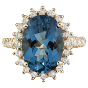 Topaz Diamond Ring 14K Rose Gold