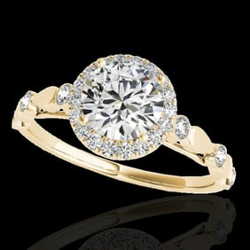 1.25 ctw Certified Diamond Solitaire Halo Ring 10k Yellow Gold