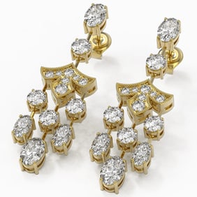 5.5 ctw Oval Cut Diamond Designer Earrings 18K Yellow Gold