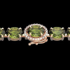 27 ctw Green Tourmaline & VS/SI Diamond Micro Bracelet 14k Rose Gold
