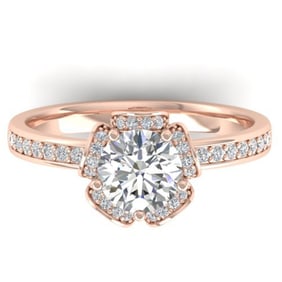 1.75 ctw Certified VS/SI Diamond Art Deco Ring 14k Rose Gold
