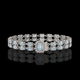 17.24 ctw Sky Topaz & Diamond Bracelet 14K White Gold