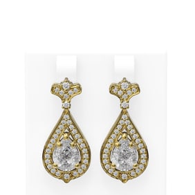 2 ctw Diamond Earrings 18K Yellow Gold