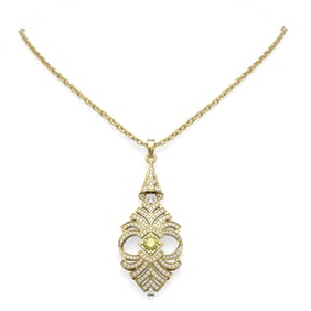 3.05 ctw Fancy Yellow Diamond Necklace 18K Yellow Gold