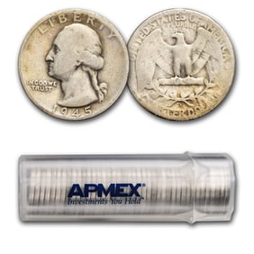 1945-S Washington Quarter 40-Coin Roll Avg
