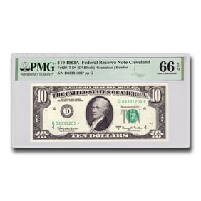 1963-A* (D-Cleveland) $10 FRN CU- 66