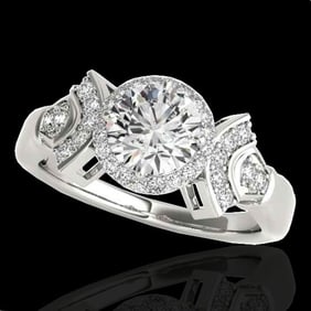 1.56 ctw Certified Diamond Solitaire Halo Ring 10k White Gold