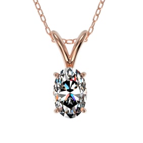 0.50 ctw Certified VS/SI Quality Oval Diamond Necklace 10k Rose Gold