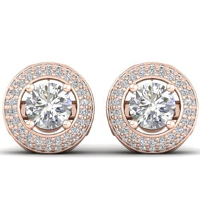 1.75 ctw VS/SI Diamond Art Deco Micro Stud Earrings 14k Rose Gold