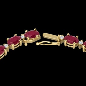 35 ctw Ruby & VS/SI Diamond Certified Eternity Necklace 10k Yellow Gold