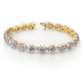 10.0 ctw Tanzanite & Diamond Bracelet 14k Yellow Gold
