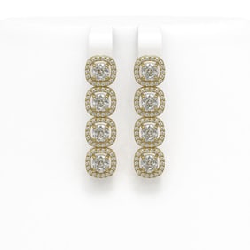 4.52 ctw Cushion Cut Diamond Micro Pave Earrings 18K Yellow Gold