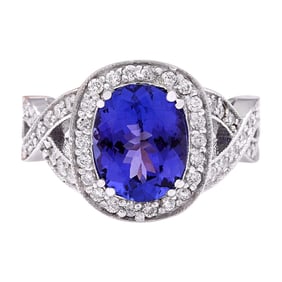 Tanzanite Diamond Ring 14K White Gold