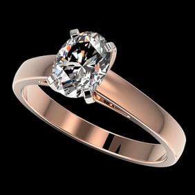 1.25 ctw Certified VS/SI Quality Oval Diamond Ring 10k Rose Gold