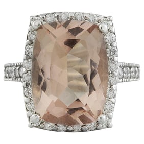 Morganite Diamond Ring In 18K White